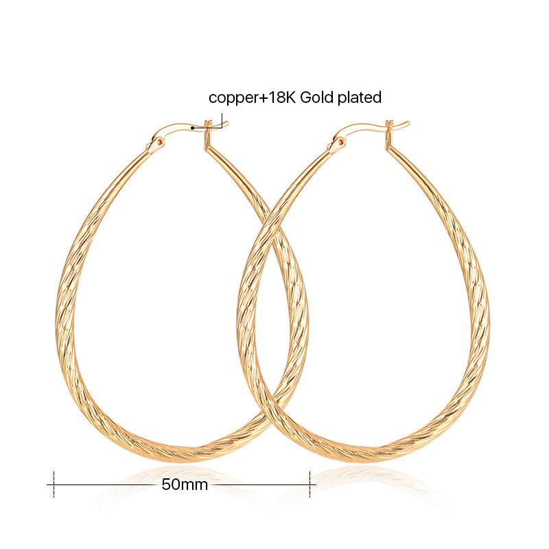 Golden Drop-Shaped Textured Frosted Earrings - BUNNY BAZAR