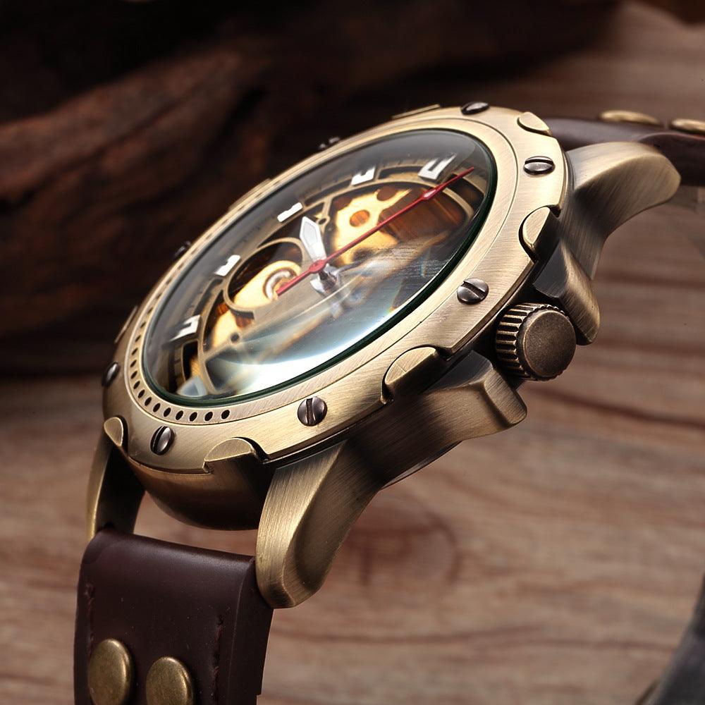 Mens Skeleton Steampunk Automatic Mechanical Watch - BUNNY BAZAR