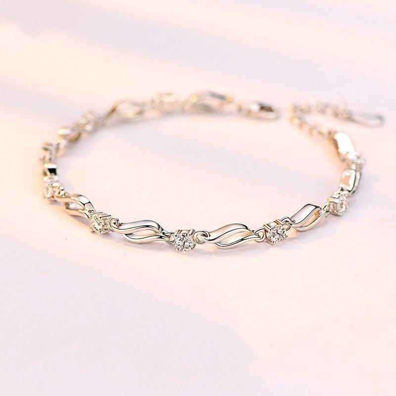 925 Sterling silver crystal love bracelet - BUNNY BAZAR