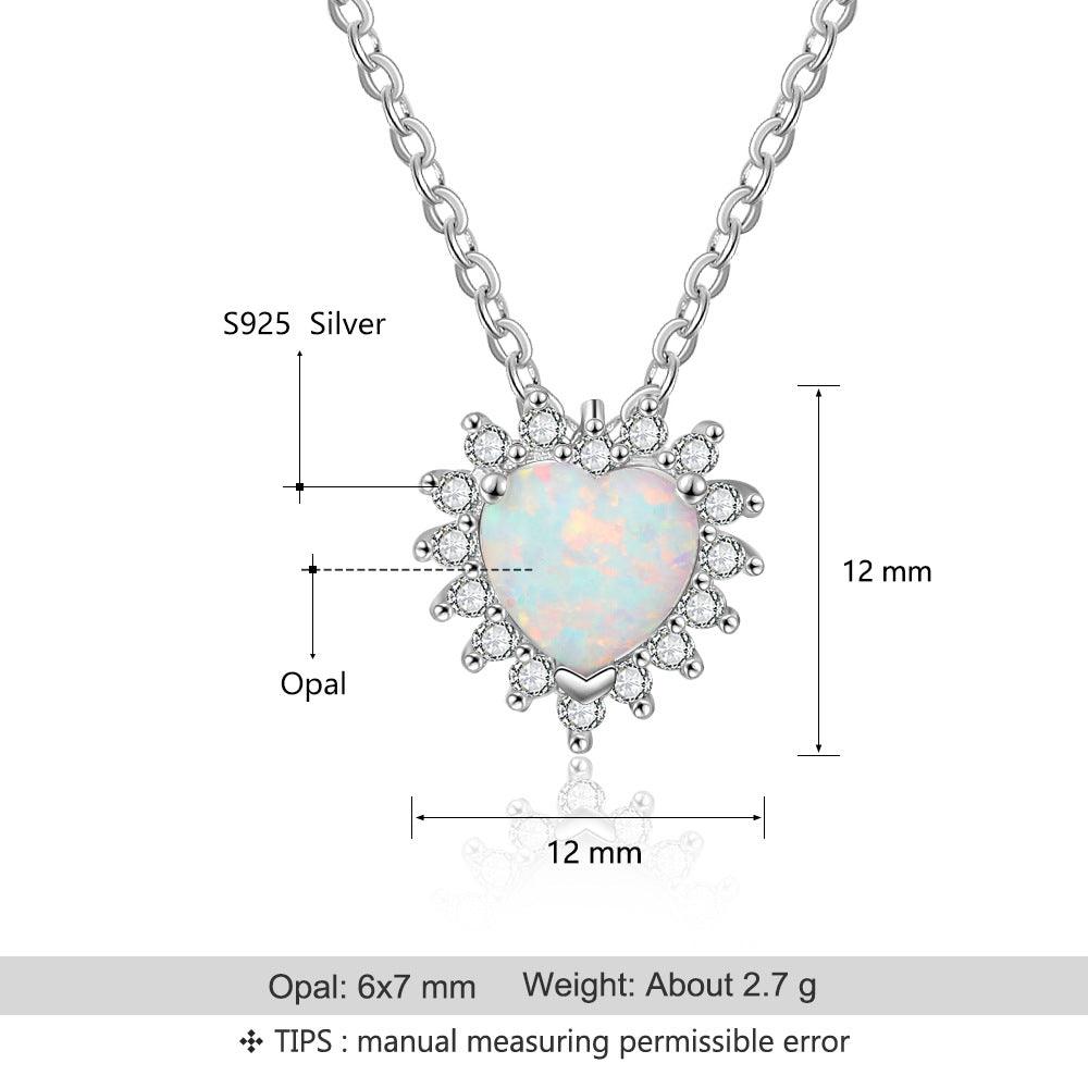 Heart Shaped Opal Necklace Pendant - BUNNY BAZAR