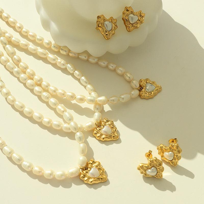 Love Pendant Pearl Necklace Personalized Clavicle Chain - BUNNY BAZAR