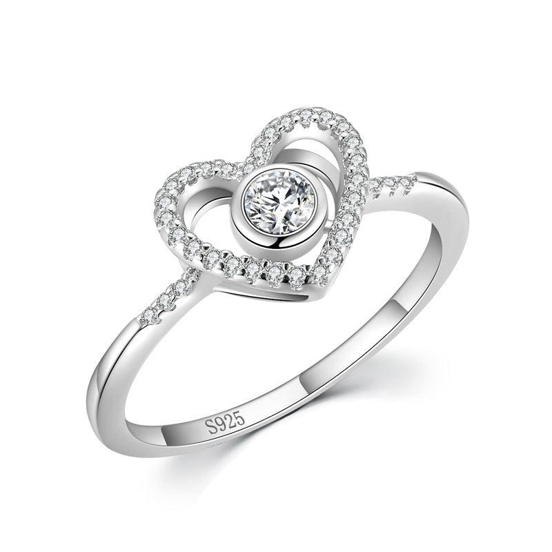 S925 Sterling Silver Love Full Diamond Ring - BUNNY BAZAR