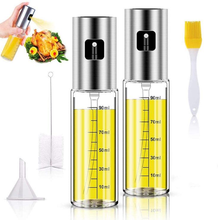 Stainless Steel Grill Kitchen Cooking Oil Spray Bottle With Scale - BUNNY BAZAR