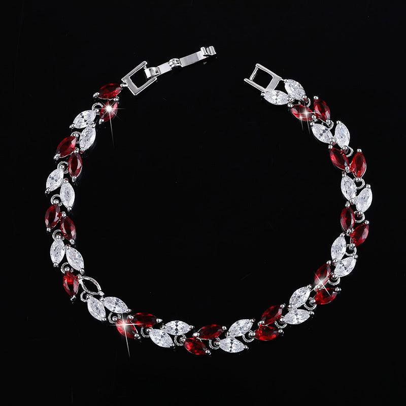Korean Korean fashion hand jewelry small leaf AAA zircon bracelet jewelry - BUNNY BAZAR