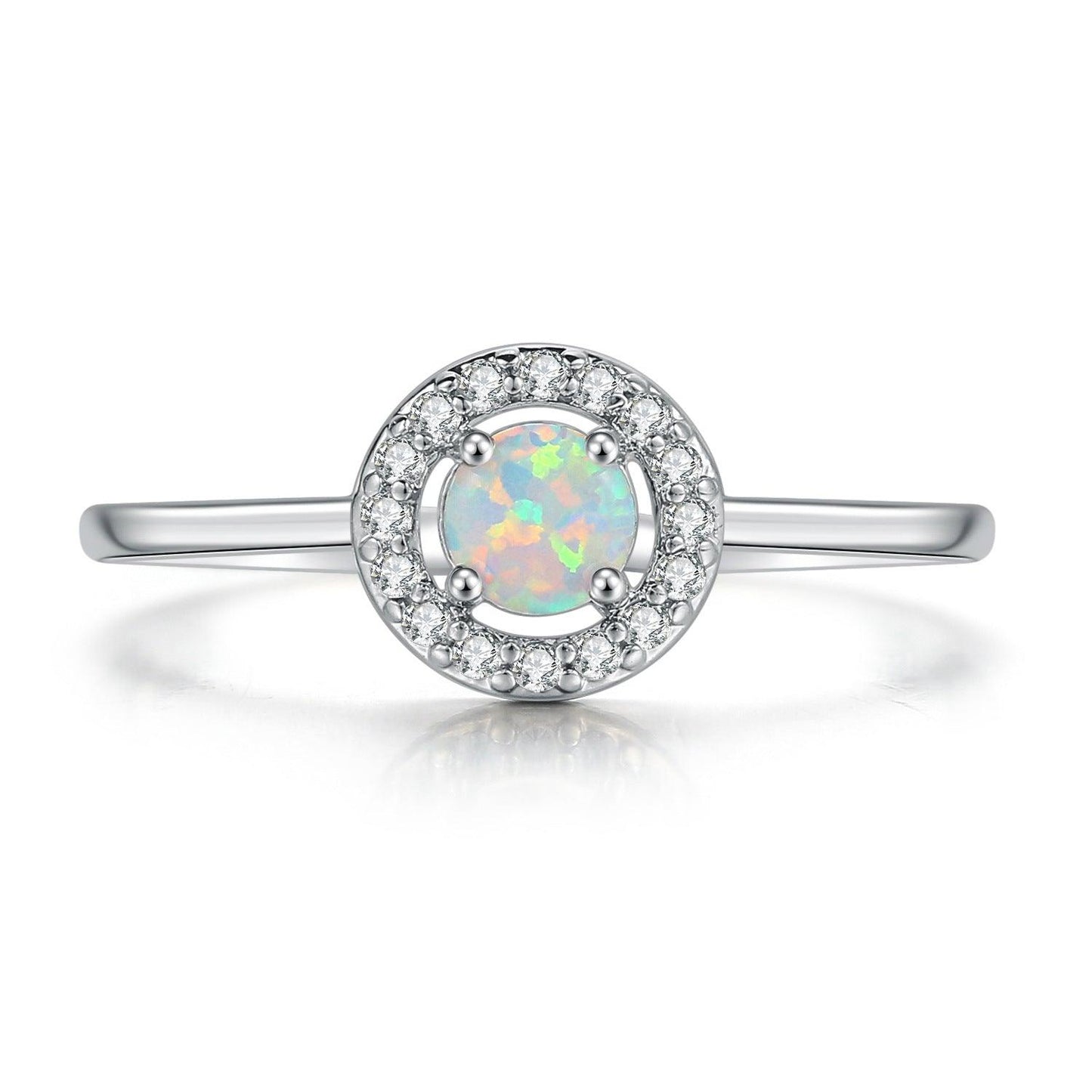 Platinum Plated Opal Diamond Ring Women - BUNNY BAZAR