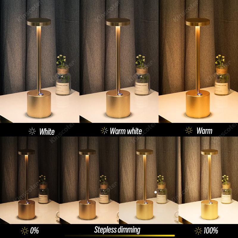 LED Aluminum Alloy Waterproof Rechargeable Desk Lamp Touch Dimming Metal Table Lamps For Bar Living Room Reading Camping Light - BUNNY BAZAR
