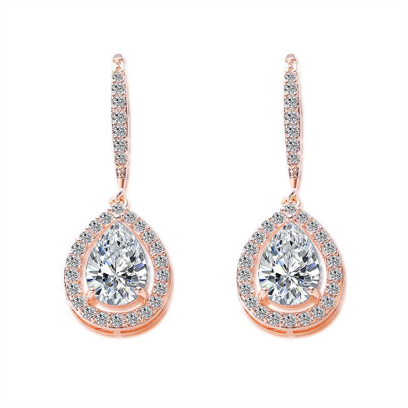 Micro-inlaid AAA Zircon Personality Drop-shaped Ear Hooks - BUNNY BAZAR