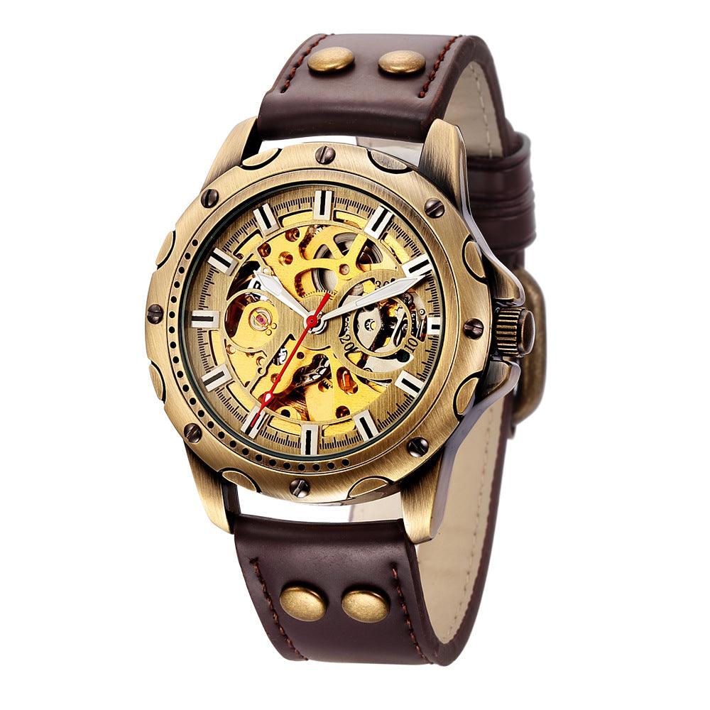 Mens Skeleton Steampunk Automatic Mechanical Watch - BUNNY BAZAR