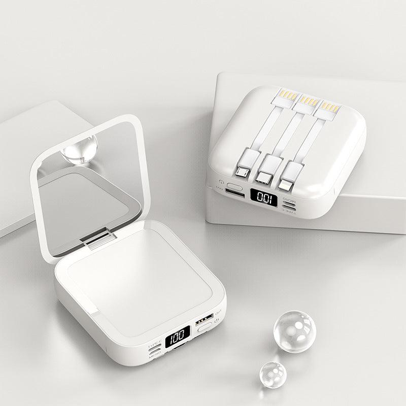 Beauty Mirror Power Bank Comes With Cable Portable Mini - BUNNY BAZAR