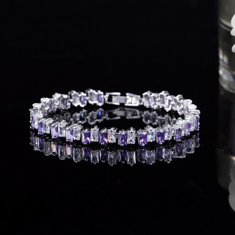 Square Blue Purple Transparent Zircon Bracelet - BUNNY BAZAR