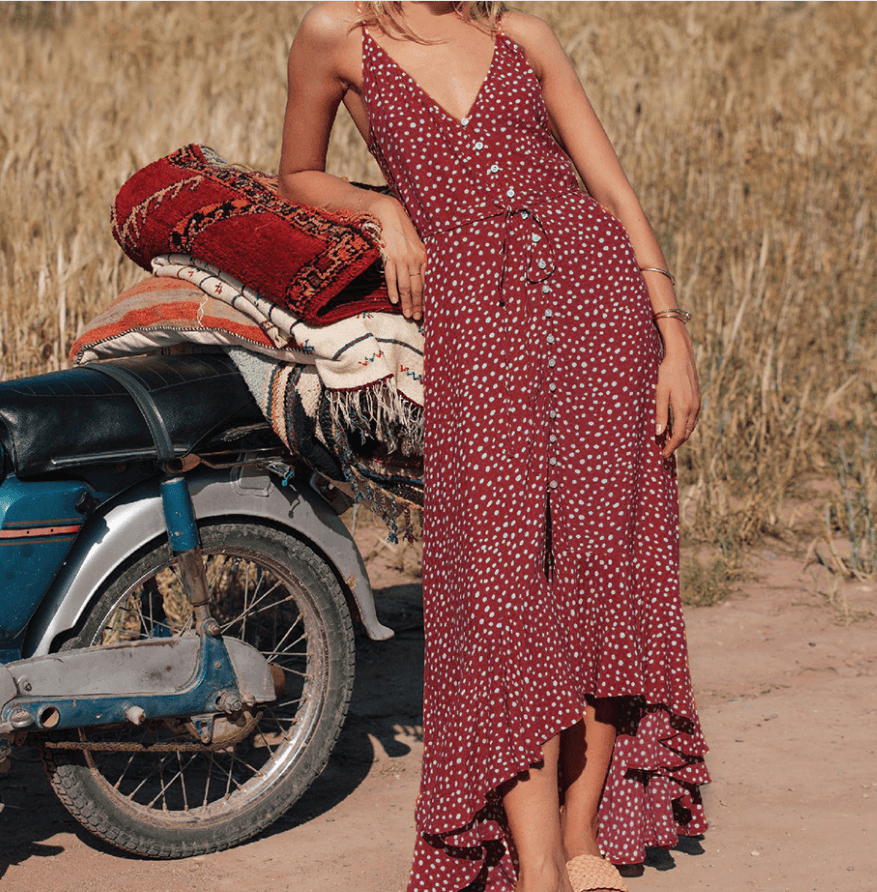 Polka dot ruffled print dress - BUNNY BAZAR