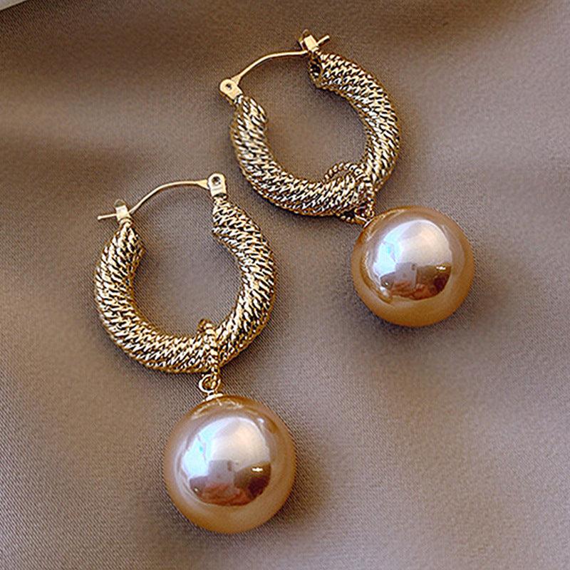Korean Version Of Imitation Pearl Personality Wild Geometric Type Earrings - BUNNY BAZAR