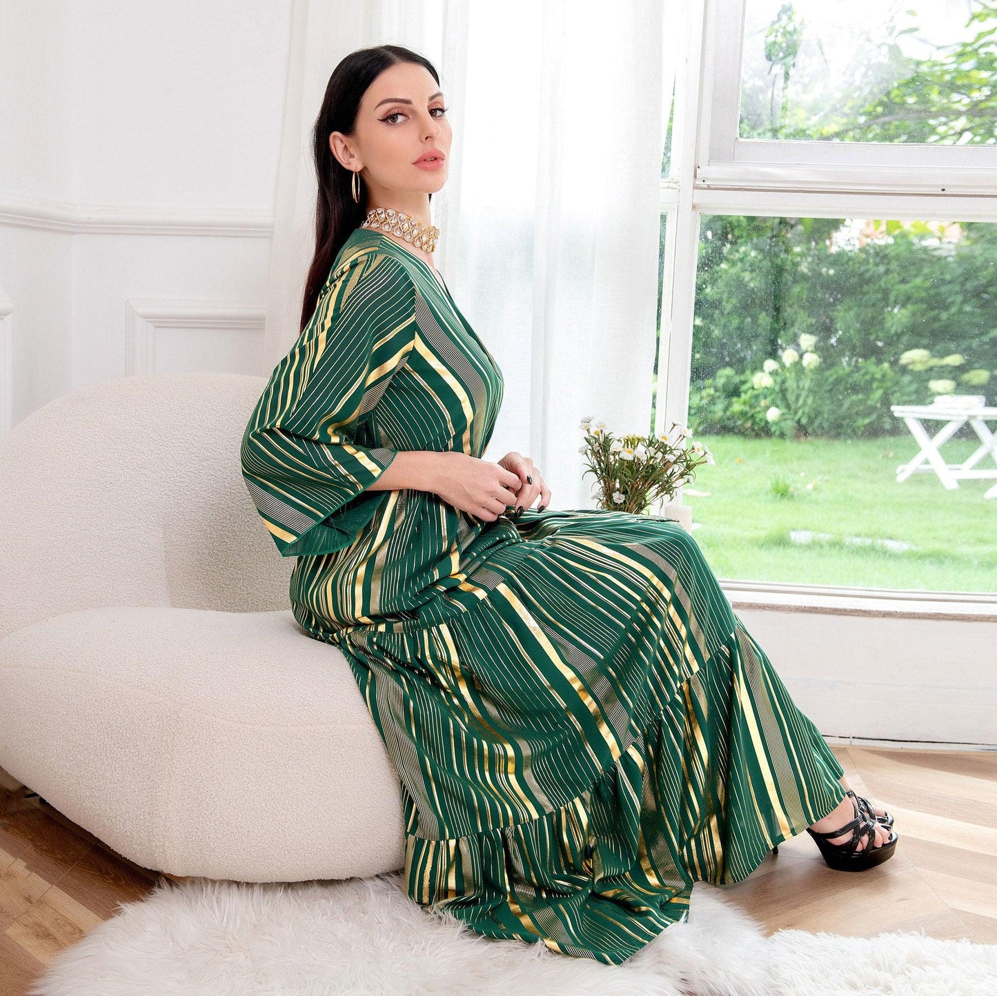 Muslim Bronzing Craft Dress Women Party Dress - BUNNY BAZAR