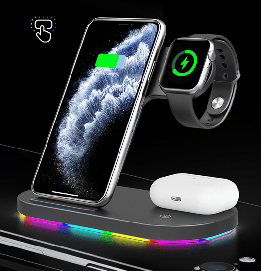 Three In One Wireless Charging Stand For Fast Charging - BUNNY BAZAR