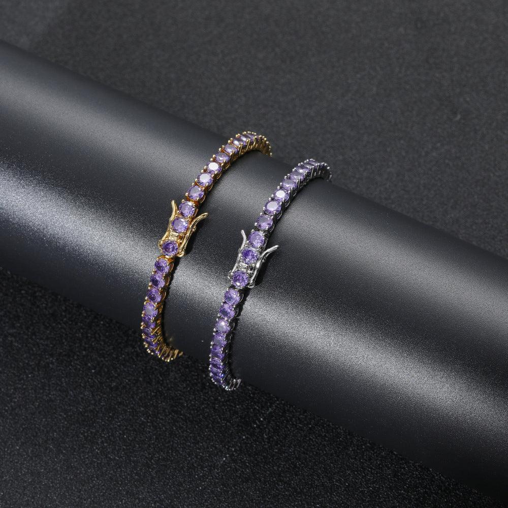 Purple Zirconium Single Row Copper Tennis Bracelet - BUNNY BAZAR