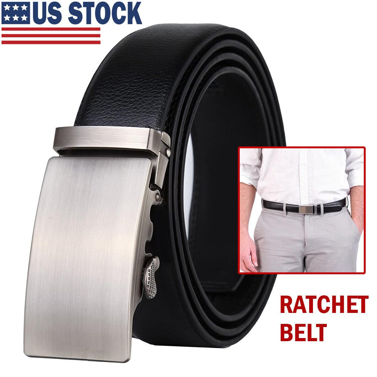 Microfiber Leather Mens Ratchet Belt, Belts For Men Adjustable Automatic Buckle - BUNNY BAZAR