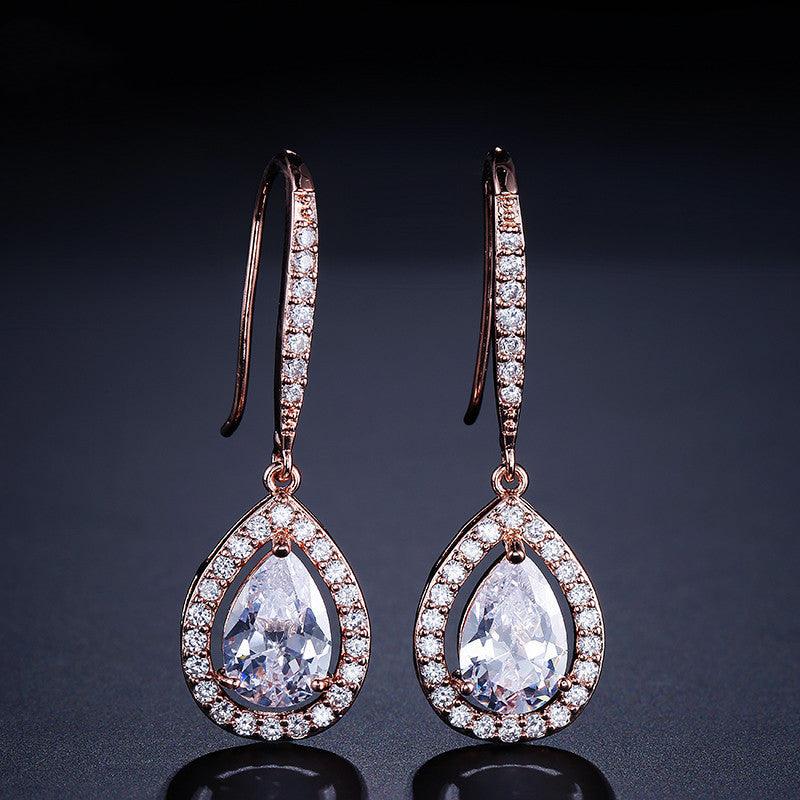 Micro-inlaid AAA Zircon Personality Drop-shaped Ear Hooks - BUNNY BAZAR