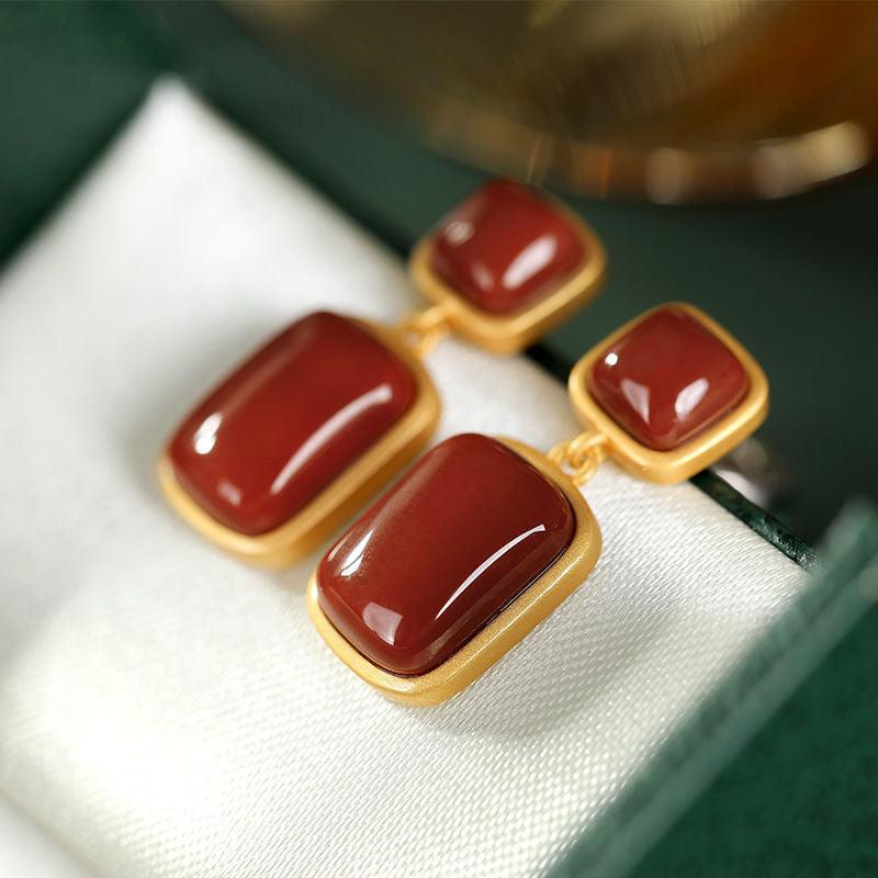 Jade Sapphire Earrings Bafeng Wild Personality Earrings Female Earrings - BUNNY BAZAR