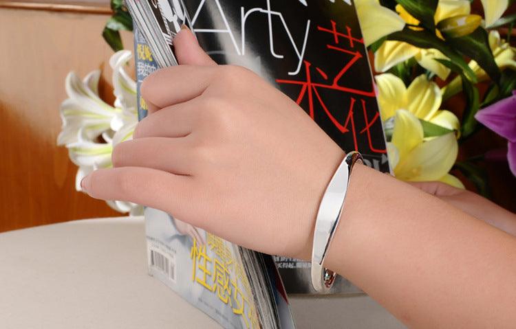 Fashionable Simple Glossy Bracelet 925 Silver Plated Men And Women Couple Bracelets - BUNNY BAZAR