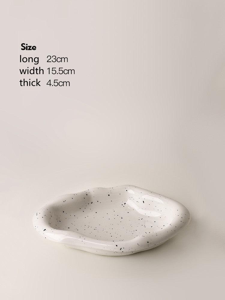 Ins Creative Decoration Dessert Tray Storage Light Luxury Silver Ceramic Jewelry Dessert Decoration Tray - BUNNY BAZAR