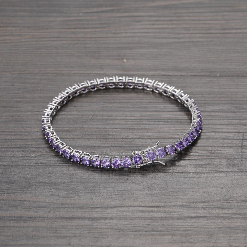 Purple Zirconium Single Row Copper Tennis Bracelet - BUNNY BAZAR
