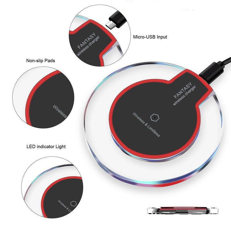 New Wireless Charging Dock Charger Crystal Round Charging Pad - BUNNY BAZAR