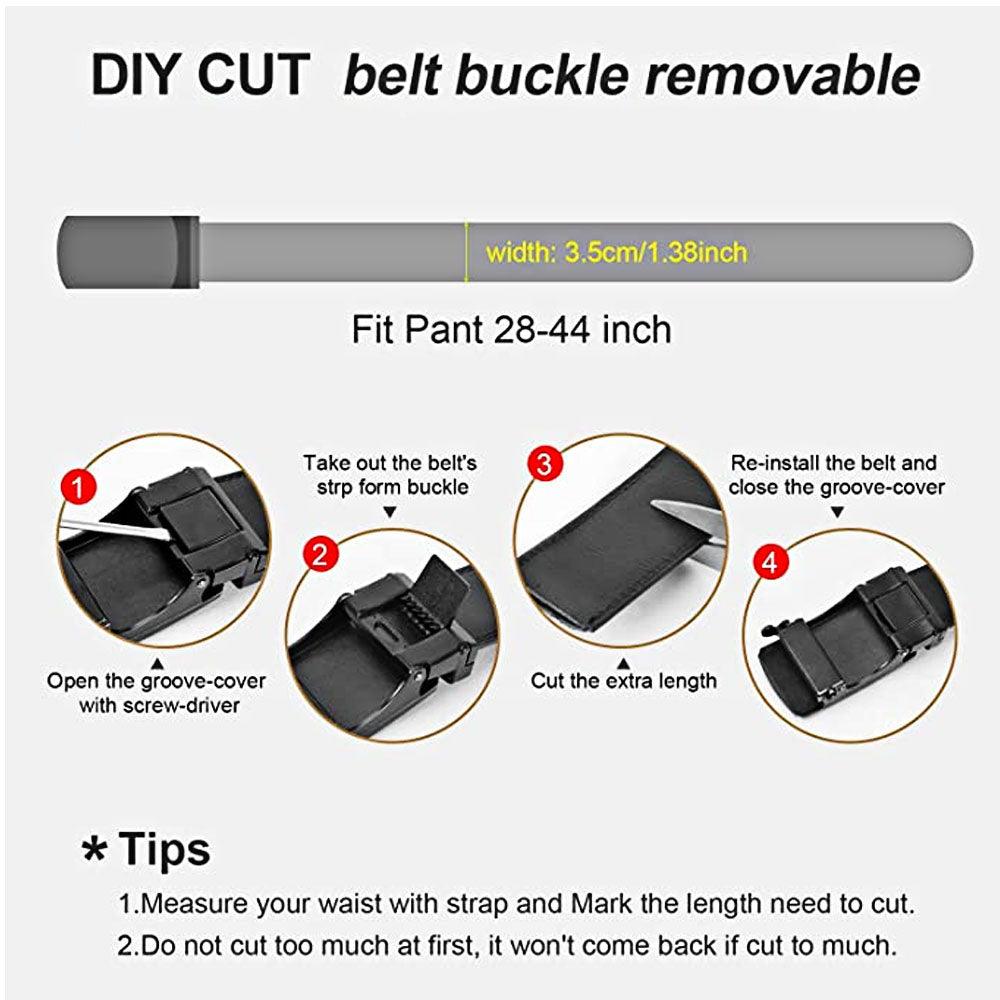 Microfiber Leather Mens Ratchet Belt Belts For Men Adjustable Automatic Buckle Black - BUNNY BAZAR