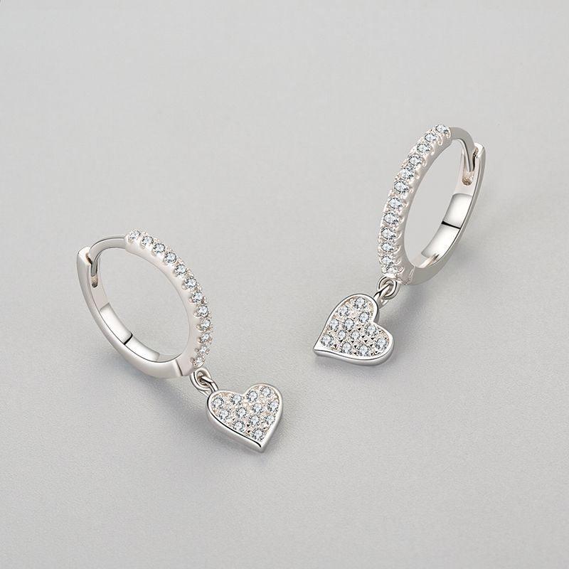 S925 Sterling Silver Heart-shaped Diamond Earrings - BUNNY BAZAR