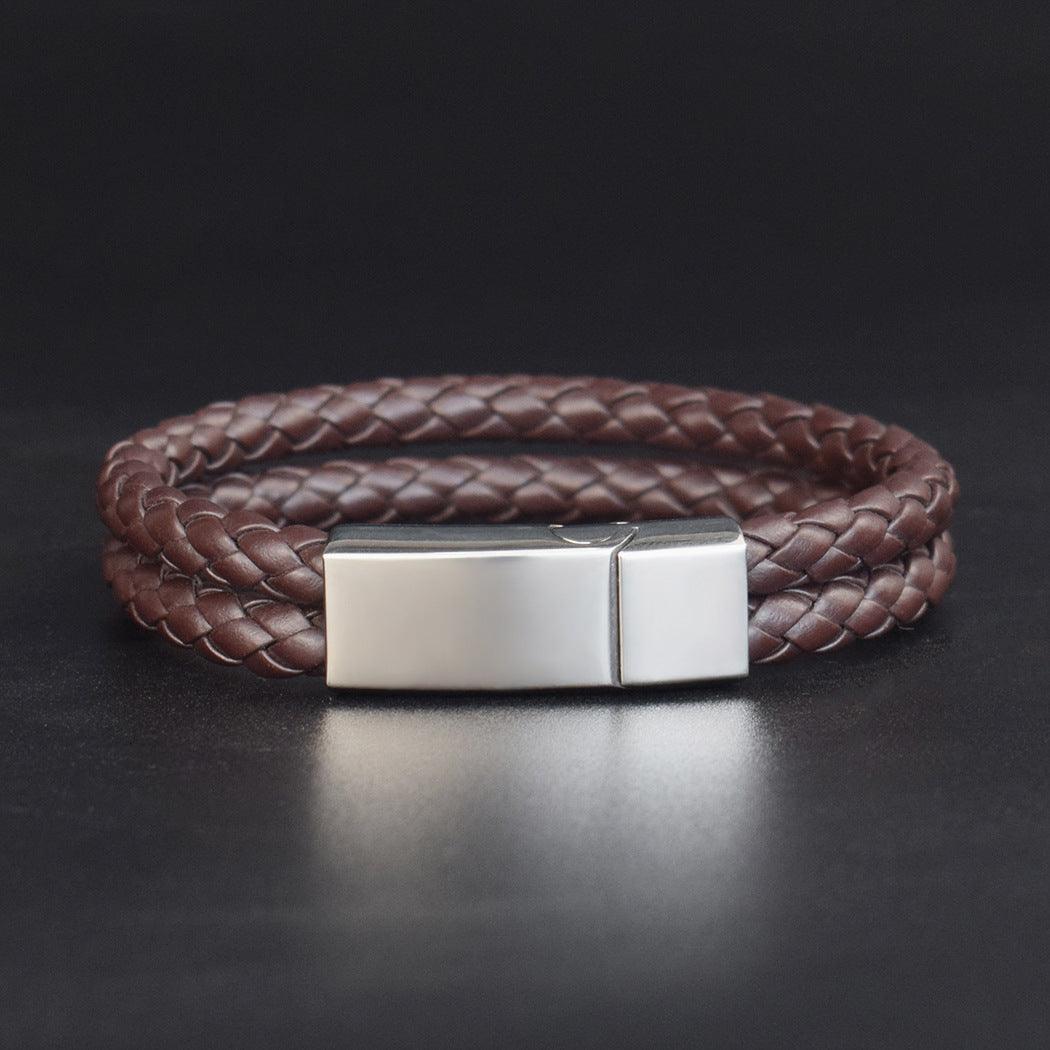 Fashion Personalized Men Woven Leather Bracelet - BUNNY BAZAR