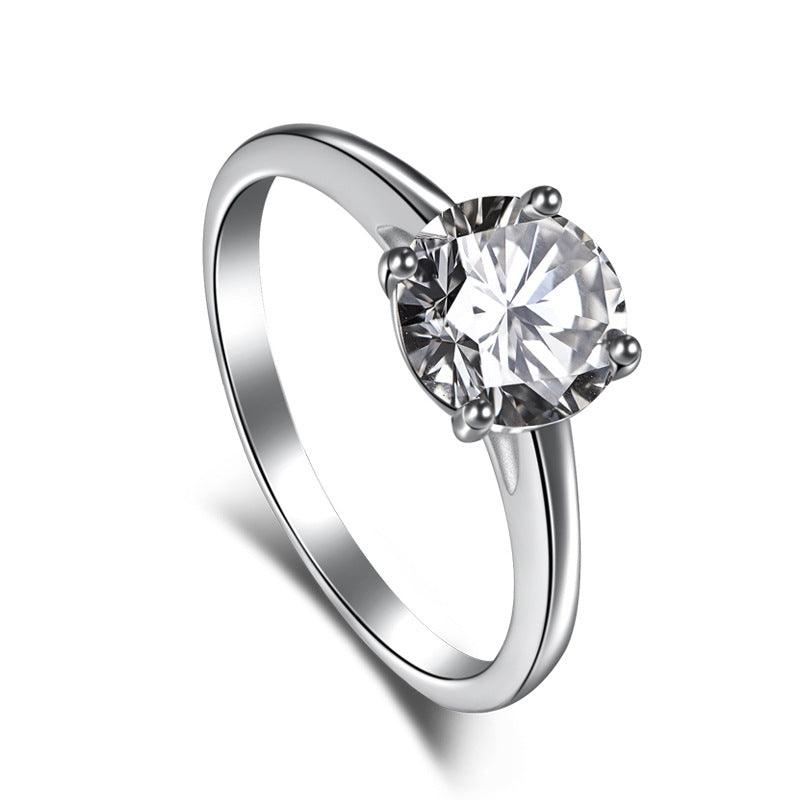 Real Factory Ring S925 Silver Imitation Diamond Classic Jewelry Inlaid Zircon Flash Diamond Mirror Bright Female Ring - BUNNY BAZAR