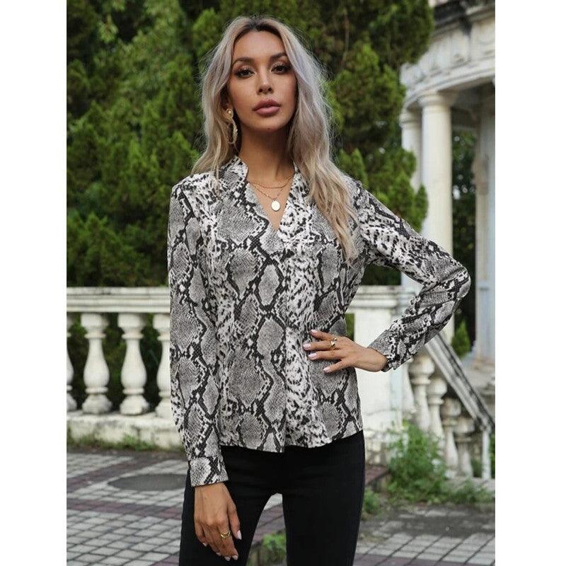 Leopard Print Shirts Long Sleeve Lapel Pattern Shirts Women's - BUNNY BAZAR