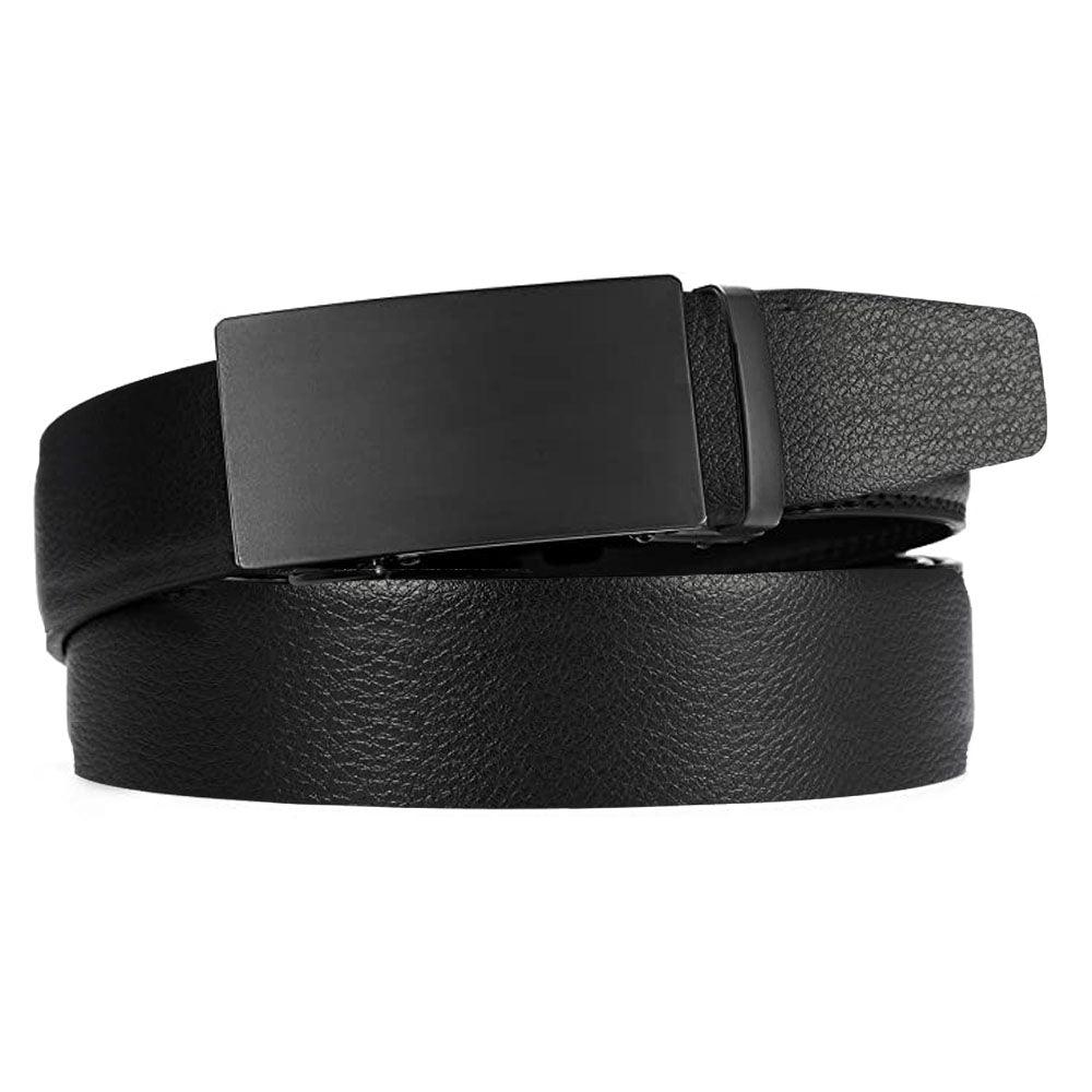 Microfiber Leather Mens Ratchet Belt Belts For Men Adjustable Automatic Buckle Black - BUNNY BAZAR
