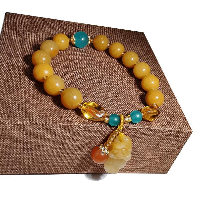 Gold Silk Jade Ethnic Style Bracelet - BUNNY BAZAR