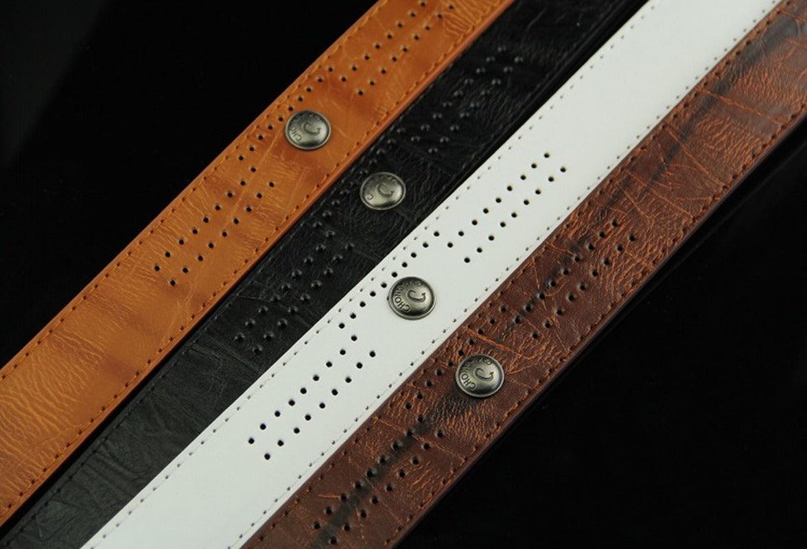 Men's Denim Casual Hollow Rivet Wide Belt - BUNNY BAZAR