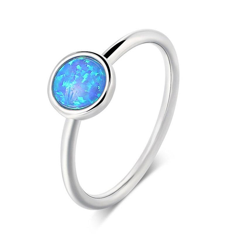 Platinum Plated Opal Diamond Ring Women - BUNNY BAZAR