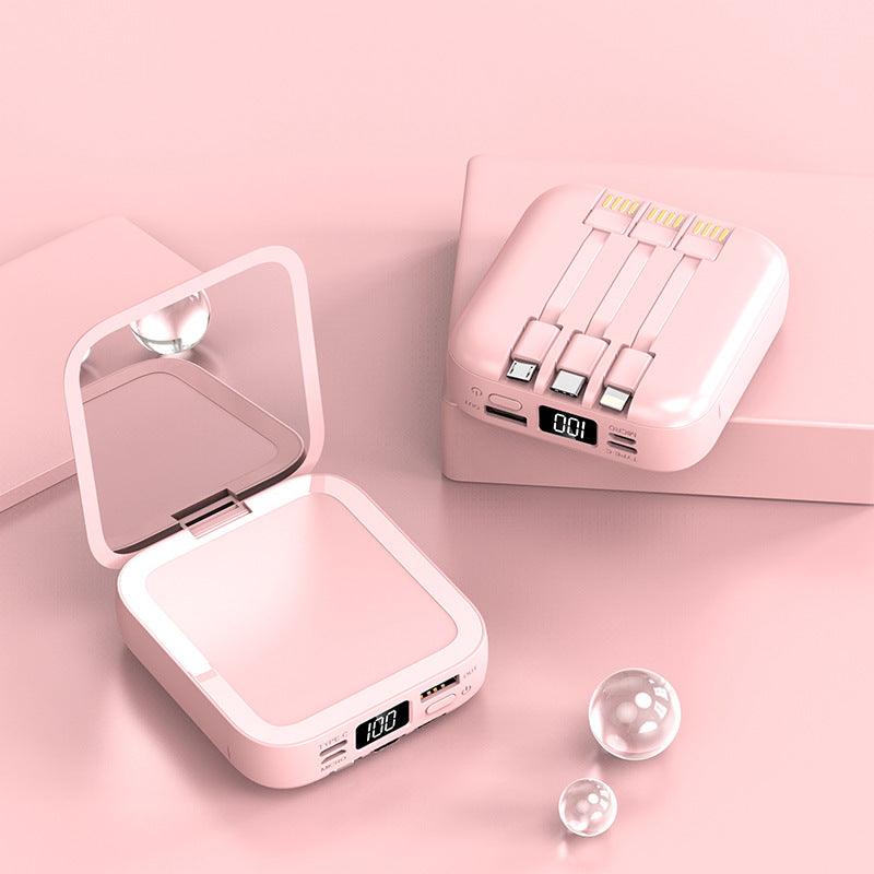Beauty Mirror Power Bank Comes With Cable Portable Mini - BUNNY BAZAR