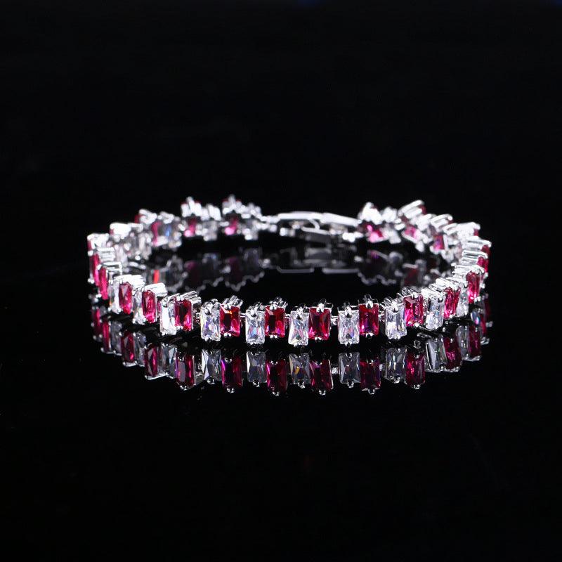 Square Blue Purple Transparent Zircon Bracelet - BUNNY BAZAR