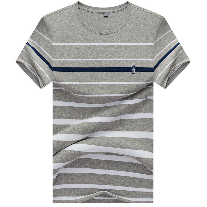 Men's Colorblock Striped Round Neck Fashion Casual Short Sleeve T-Shirt - BUNNY BAZAR