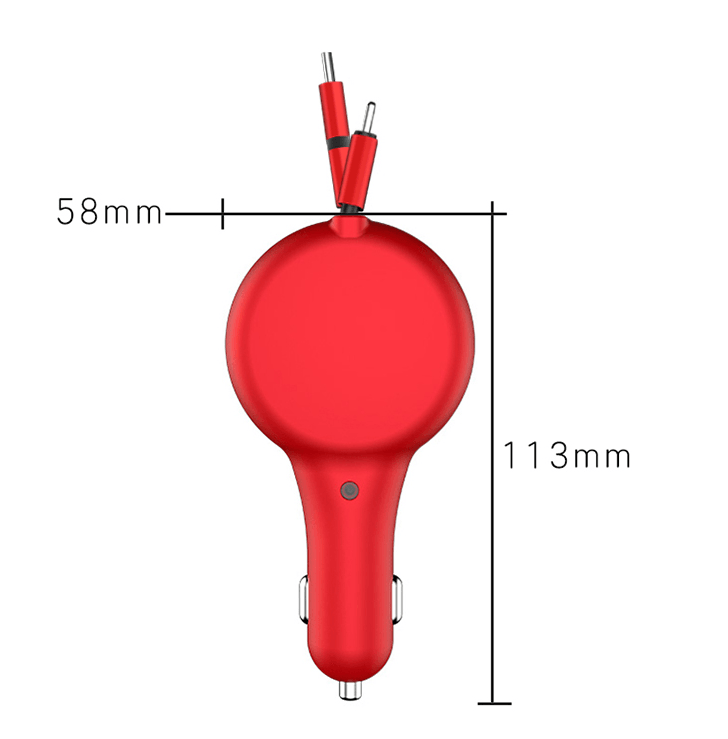 Retractable Car Charger Fast Charge Flash Charge One For Two - BUNNY BAZAR