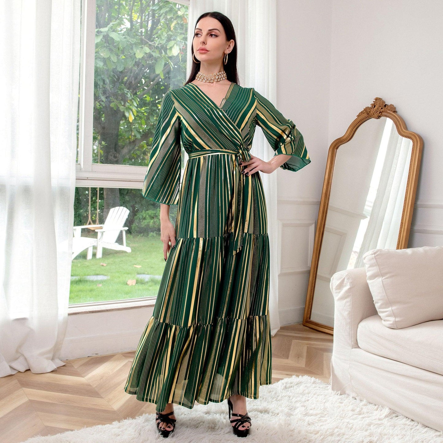Muslim Bronzing Craft Dress Women Party Dress - BUNNY BAZAR