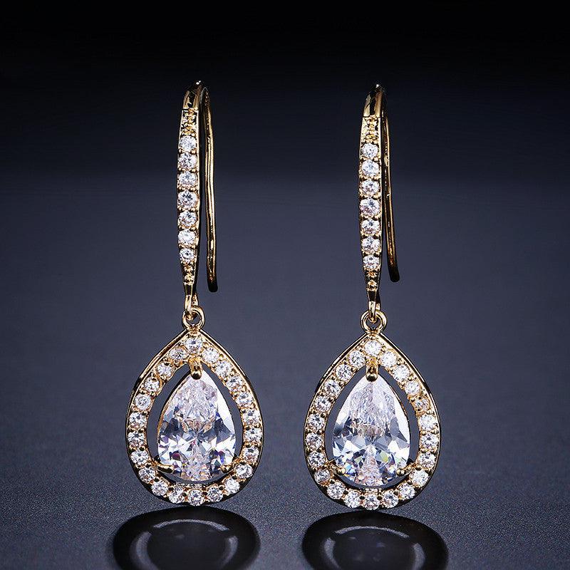 Micro-inlaid AAA Zircon Personality Drop-shaped Ear Hooks - BUNNY BAZAR