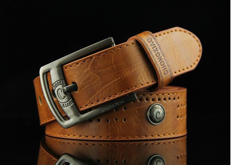 Men's Denim Casual Hollow Rivet Wide Belt - BUNNY BAZAR
