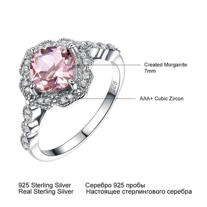 BB-77 Valentine's Day Luxury Morganite Sterling Silver Ring - BUNNY BAZAR