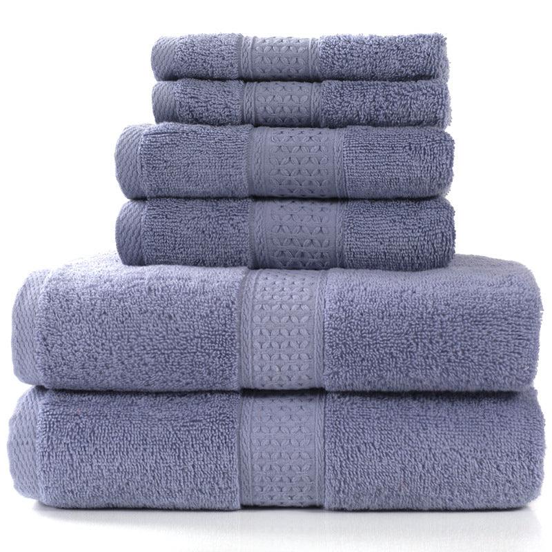 Home Simple Cotton Absorbent Towel Bath Towel 6-Piece Set - BUNNY BAZAR