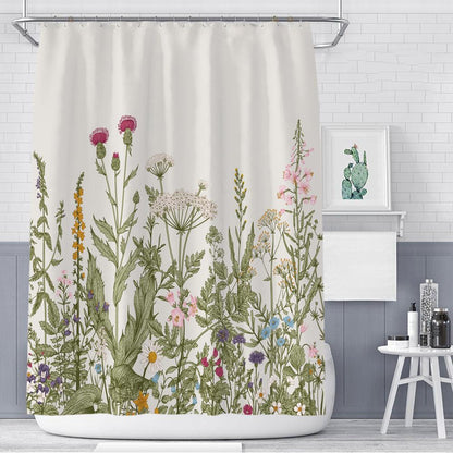 Color Floral Plant Shower Curtain Bathroom Curtain Polyester - BUNNY BAZAR