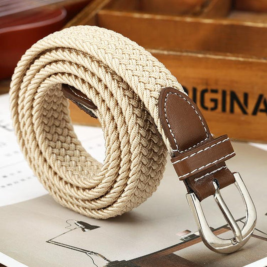 Canvas Belt Belt Elastic Woven Fashion Casual All-match Solid Color Elastic Belt - BUNNY BAZAR