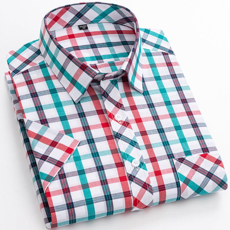 Cotton Men's Plaid Short-sleeved Shirt - BUNNY BAZAR