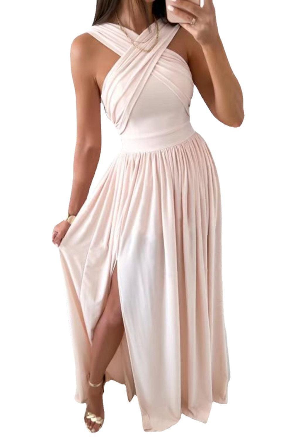 Summer Sleeveless Neck Hanging Back Dress - BUNNY BAZAR