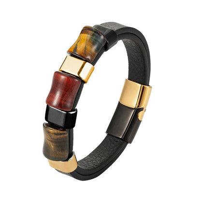 Fashion Natural Tiger Eye Men Stainless Steel Magnetic Buckle Bracelet - BUNNY BAZAR