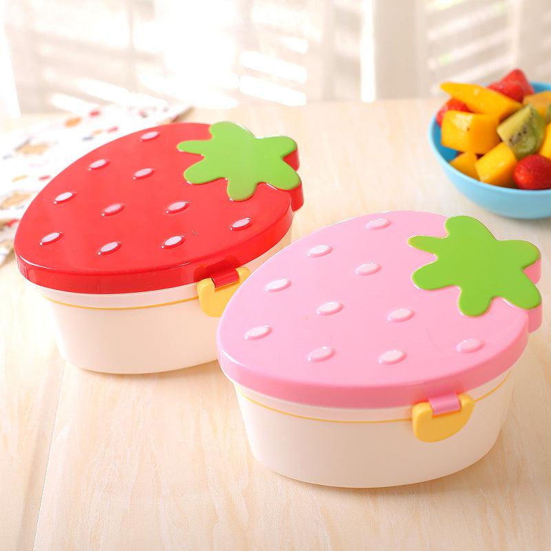 Strawberry Plastic Lunch Box Double-layer Food Grade Fast Food Lunch Box - BUNNY BAZAR